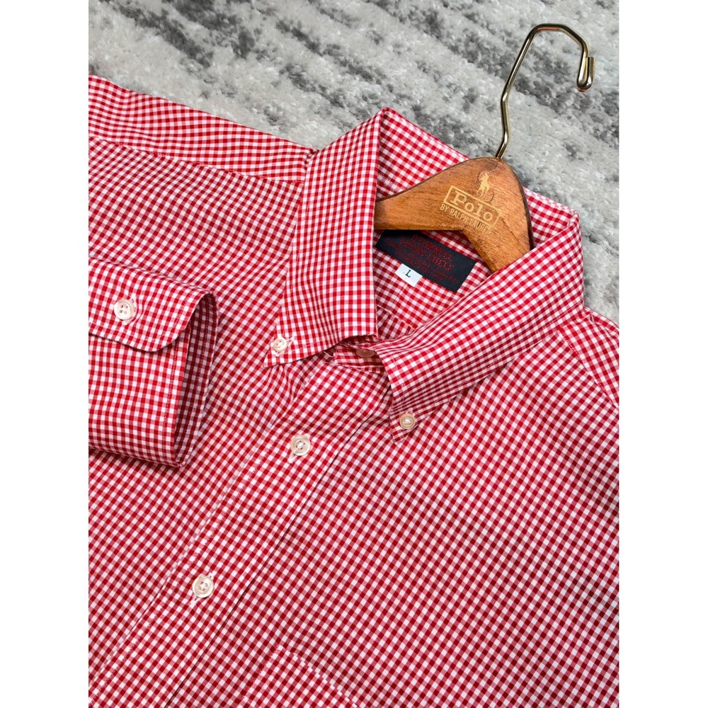 O'Connell Lucas-Chelf Button Down Shirt Mens L Red Gingham Check Long Sleeve